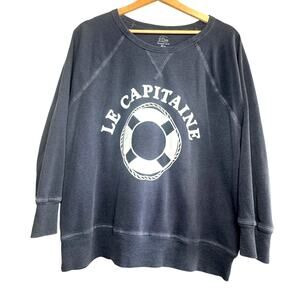 J.Crew Le Capitaine Nautical Graphic Sweatshirt XL Blue Crewneck